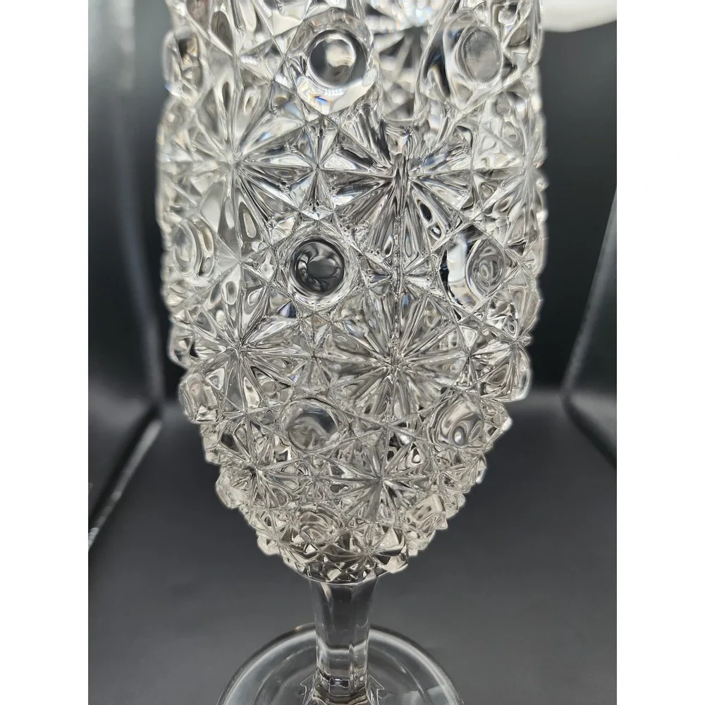 Antique ELSON Glass EAPG tulip-shaped pedestal vase Daisy & Button Pattern